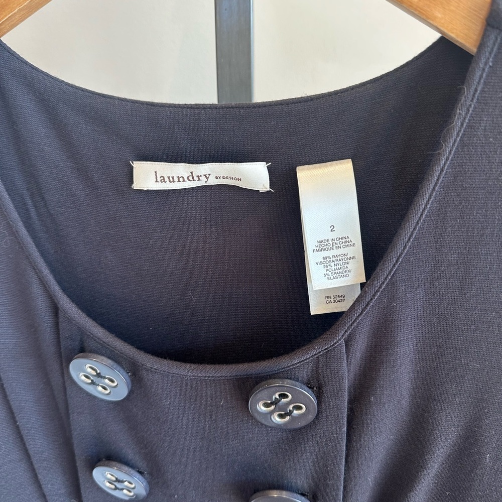 Laundry By Design Dress Size 2 Navy Blue Sheath Above Knee Casual Sleeveless - Picture 2 of 6